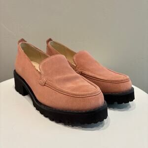 Hush Puppies Lucy Block Heel Loafers Coral Brush Suede - Size: 6.5 Wide